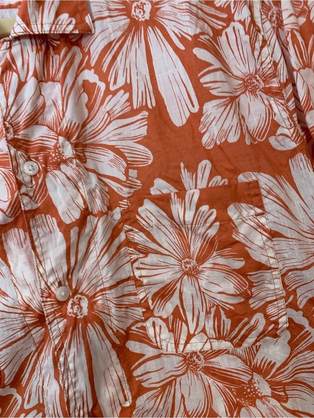 J.Crew Orange Floral Hawaiian Camp Shirt Men’s XL Resort Aloha